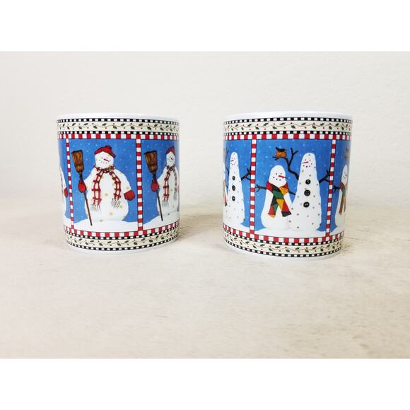 Sakura Snowman Coffee Mug Tea Cup 12oz Debbie Mumm Stoneware 4" Christmas x2 - Picture 8 of 12
